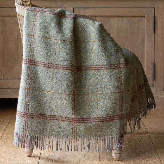 Smokey Blue Tartan Shetland Wool Throw