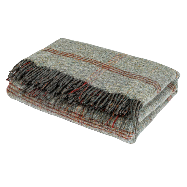 Smokey Blue Tartan Shetland Wool Throw