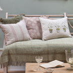 Embroidered Three Snowdrops Smokey Blue Linen Cushion