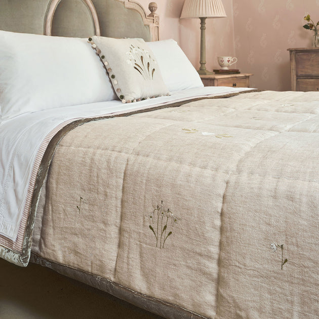 Snowdrop Rustic Linen Quilt - King Size