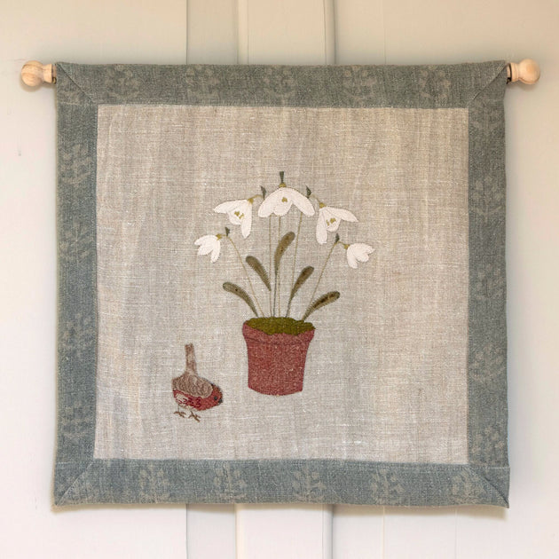 Robin & Snowdrops Wall Hanging