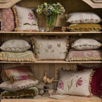 Parrot Tulips Rustic Linen Cushion - Tassels