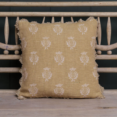 Straw Reverse Pomegranate Rustic Linen Cushion