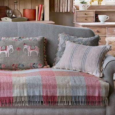 Summer Blue Hartford Stripe Rustic Linen Cushion