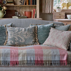 Summer Blue Sacha Rustic Linen Cushion with Tassels