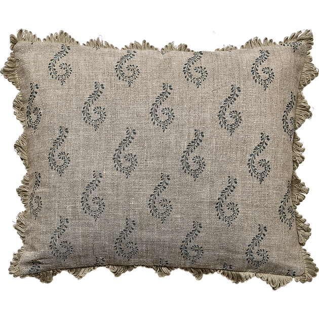 Summer Blue Shalini Rustic Linen Cushion