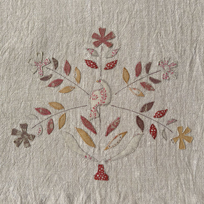 Embroidered Summer Daisies Rustic Linen 3m Panel - 151
