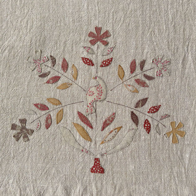 Embroidered Summer Daisies Rustic Linen 3m Panel - 151