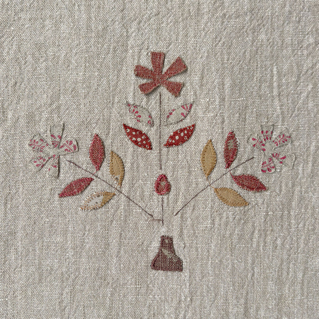 Embroidered Summer Daisies Rustic Linen 3m Panel - 151