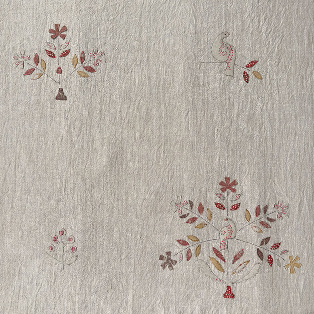 Embroidered Summer Daisies Rustic Linen 3m Panel - 151