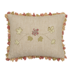 Embroidered Summer Garland cushion on Rustic Linen