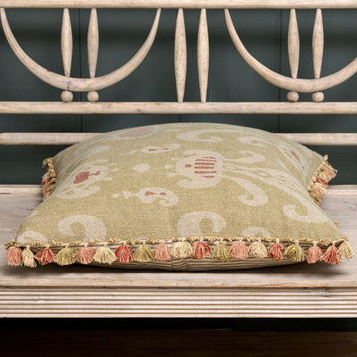 Summer Green Natasha Large Seat Cushion with Tassels