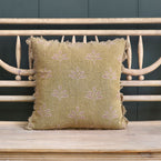 Summer Green Reverse Leaf Rustic Linen Cushion