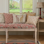Embroidered Summer Nisha Rustic Linen Cushion