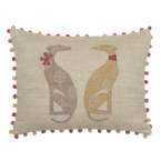 Embroidered Summer Nisha Rustic Linen Cushion