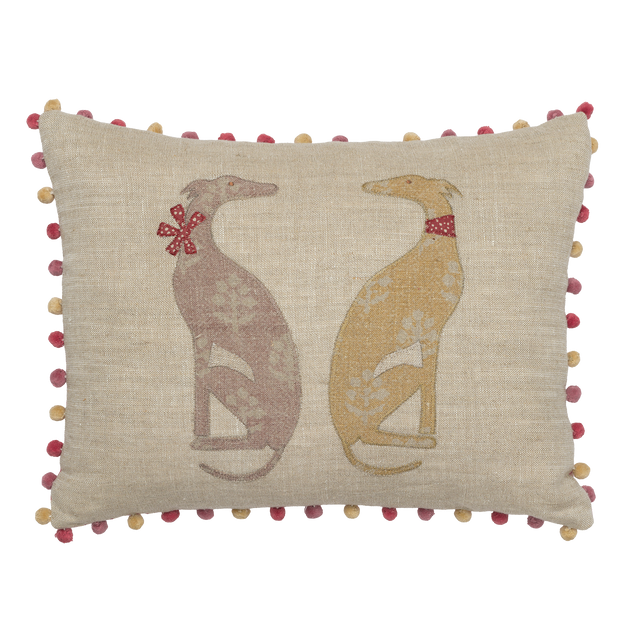 Embroidered Summer Nisha Rustic Linen Cushion