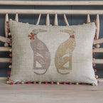Embroidered Summer Nisha Rustic Linen Cushion