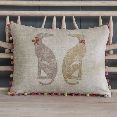Embroidered Summer Nisha Rustic Linen Cushion