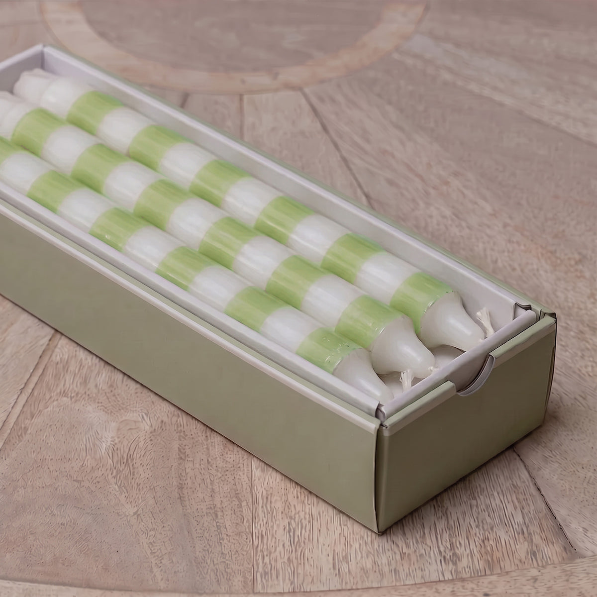 Summer Green Thick Stripe Hand-painted Candle
