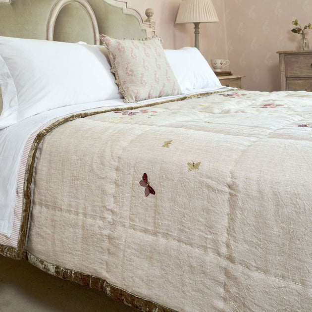 Sweet Pea Rustic Linen Quilt - King Size