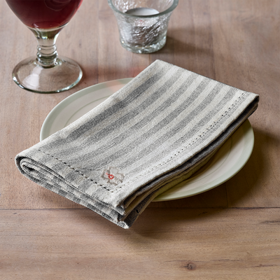 Slate Ivory Stripe Napkin (set of 4)