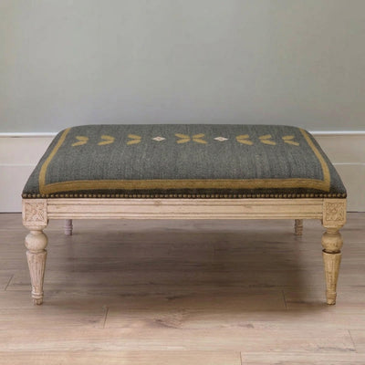 Sample Carved Kilim Footstool - Tulip
