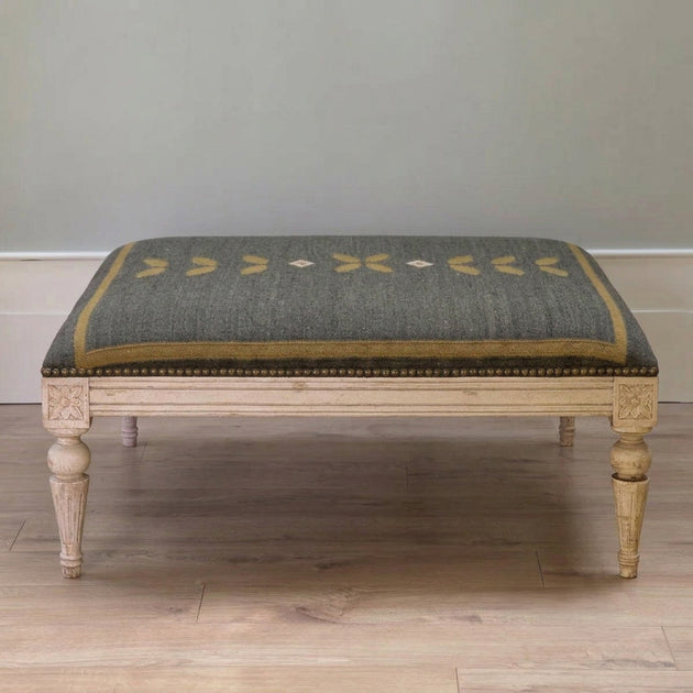 Sample Carved Kilim Footstool - Tulip