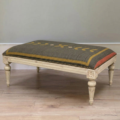 Sample Carved Kilim Footstool - Tulip