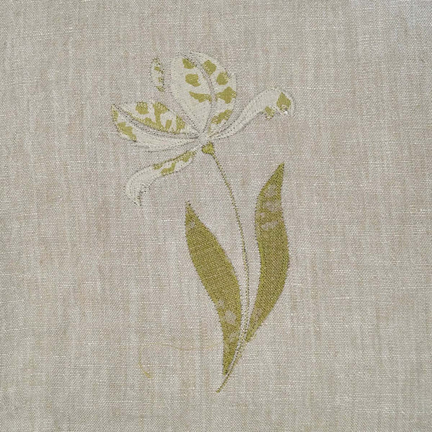 Parrot Tulips Embroidered Rustic Linen 3m Panel - 152