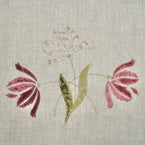 Parrot Tulips Embroidered Rustic Linen 3m Panel - 152