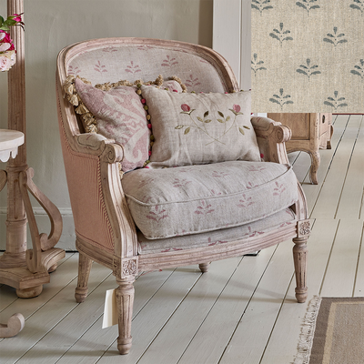 Summer Blue Leaf Large Library Chair