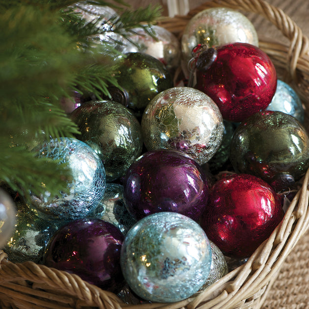 Large Crackle Glaze Glass Baubles