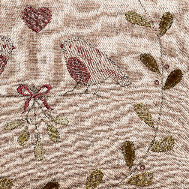 Winter Lovebirds Cushion with Tassels