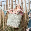 Duck Egg Mika Beach Bag with Pom Poms