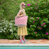 Rose Mika Beach Bag with Pom Poms