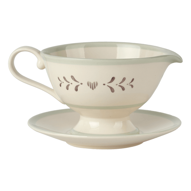 Charcoal Gustavian Sauce Boat and Saucer