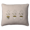 Embroidered Three Snowdrops Smokey Green Linen Cushion