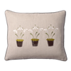 Embroidered Three Snowdrops Charcoal Linen Cushion