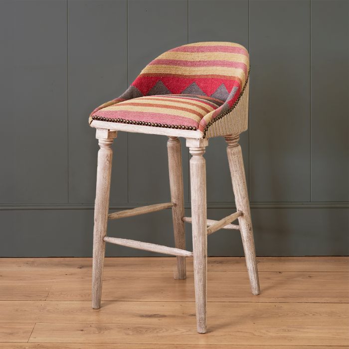 Biarritz Kilim Upholstered Bar Stool | Susie Watson Designs