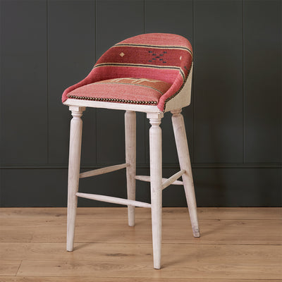 Seconds Pushkar Rose Kilim Upholstered Bar Stool