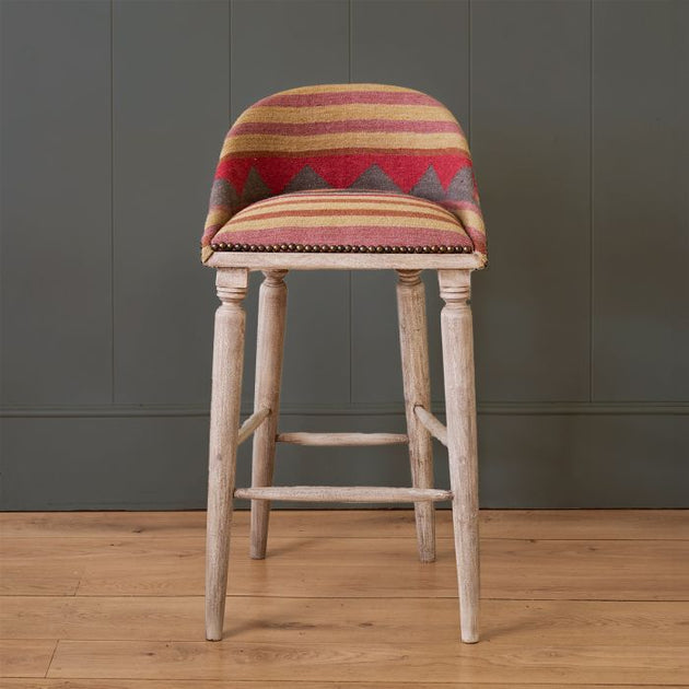 Biarritz Kilim Upholstered Bar Stool