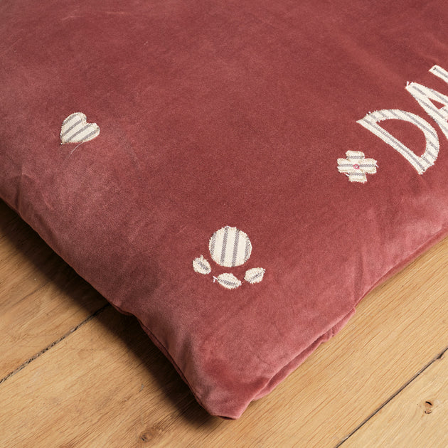 Large Personalised Luxury Velvet Dog Bed Mattress