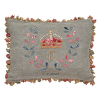 Embroidered Coronation Cushion with Tassels