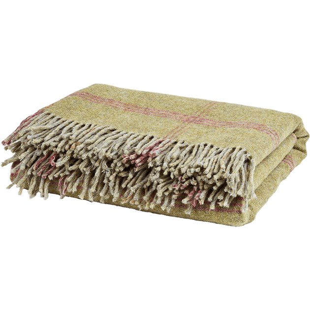 Olive Tartan Shetland Wool Throw