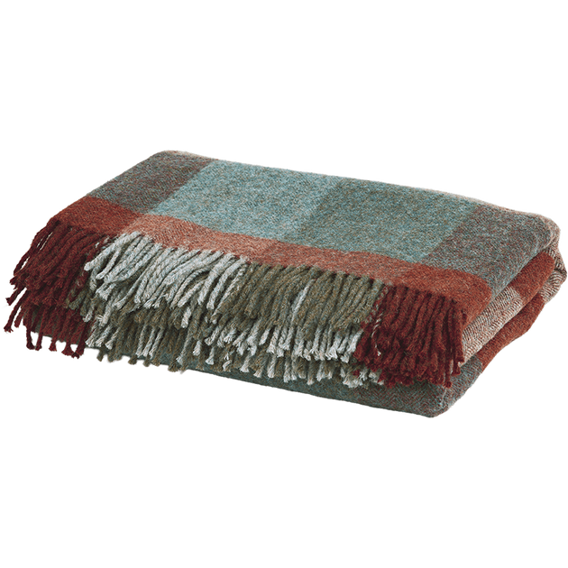 Teal Russet Harlequin Shetland Wool Throw