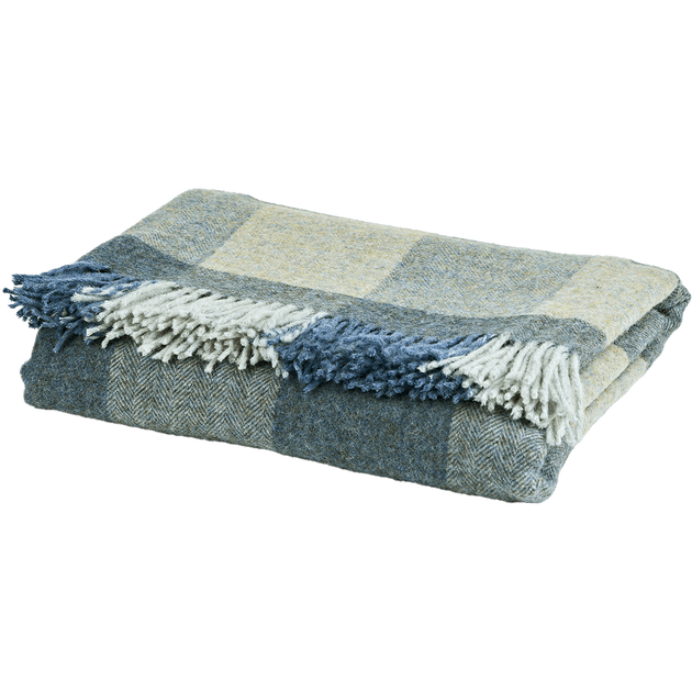 Summer Blue Harlequin Shetland Wool Throw