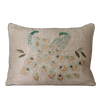 Embroidered Peacock Pair Linen Cushion