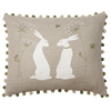 Embroidered Summer Hares Linen Cushion