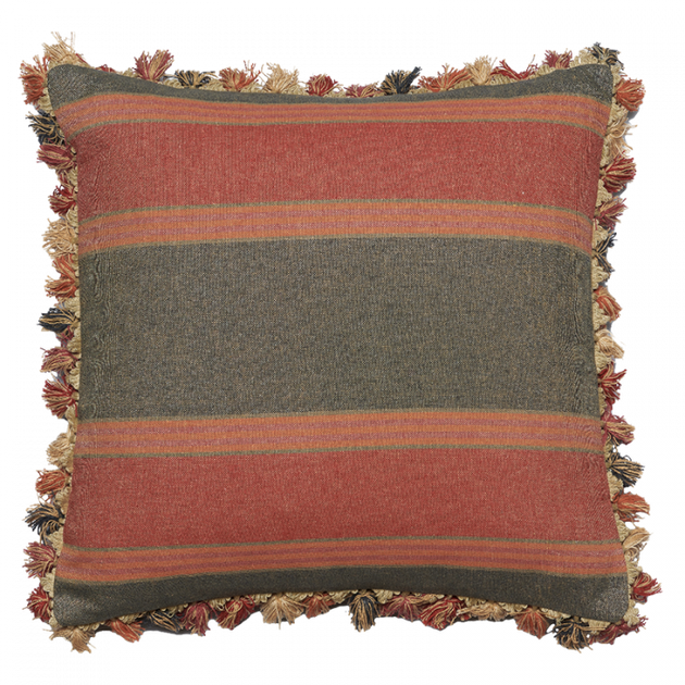 Jodhpur Stripe Cotton Cushion with Tassels 48 x 48cm