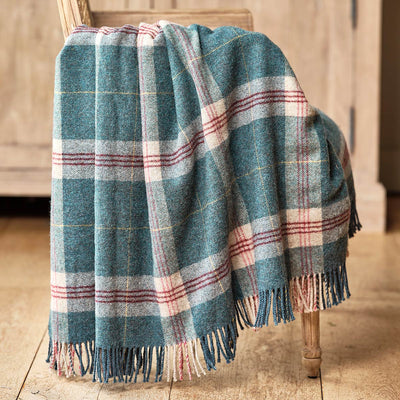 Indigo Tartan Shetland Wool Throw